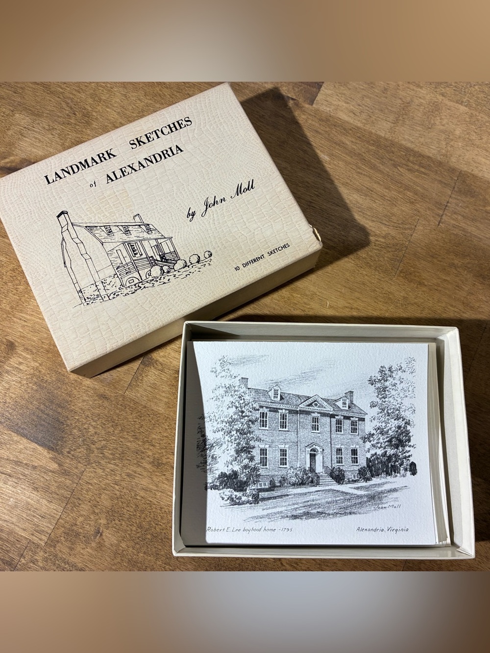 Vintage John Moll Landmark Sketches Alexandria VA 10 Cards Boxed Set